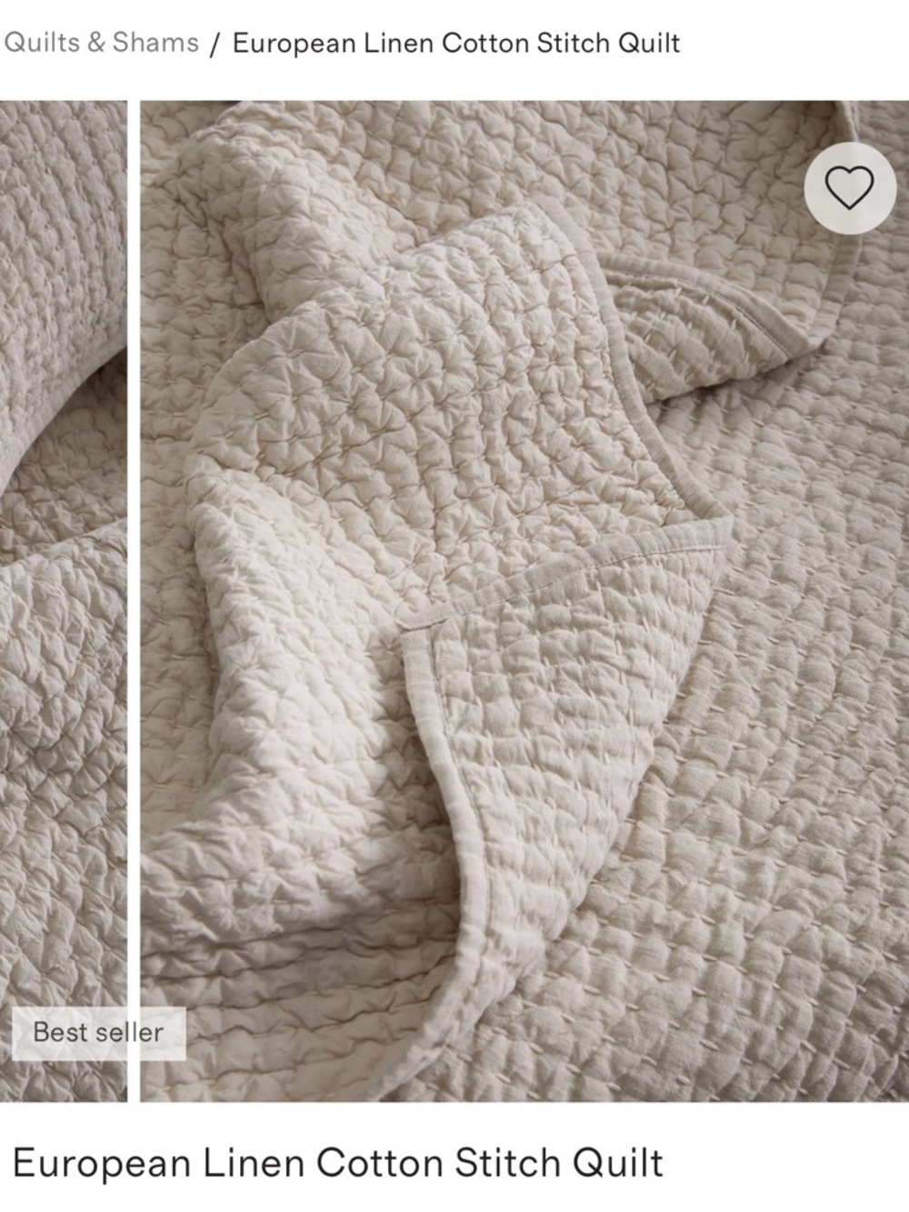 Quince Cotton Linen Stitch Quilt - Queen/Full - Picture 4 of 4